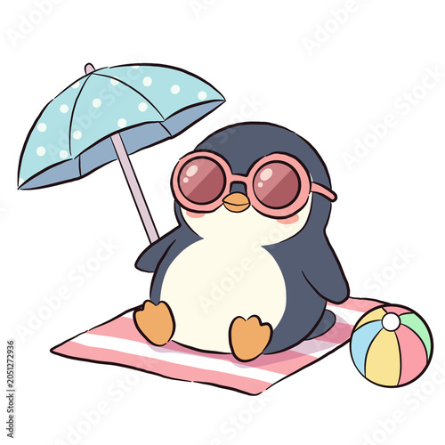 Foto The penguin  is resting on the beach.