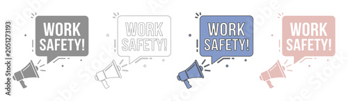 Konstfotografi Work Safety Megaphone Vector Set, essential communication for workplace health and security
