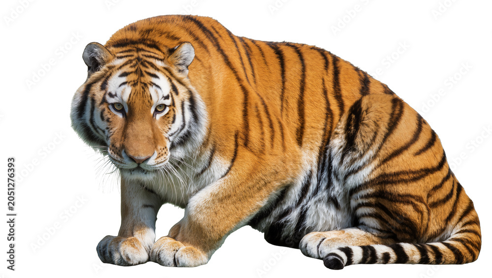 Fototapeta premium Tiger resting with orange fur and black stripes