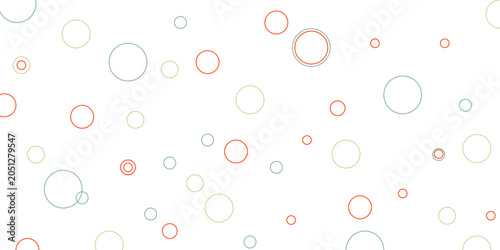 Seamless pattern of colorful thin outlines of circles in different sizes creates a playful and airy background for various creative designs.