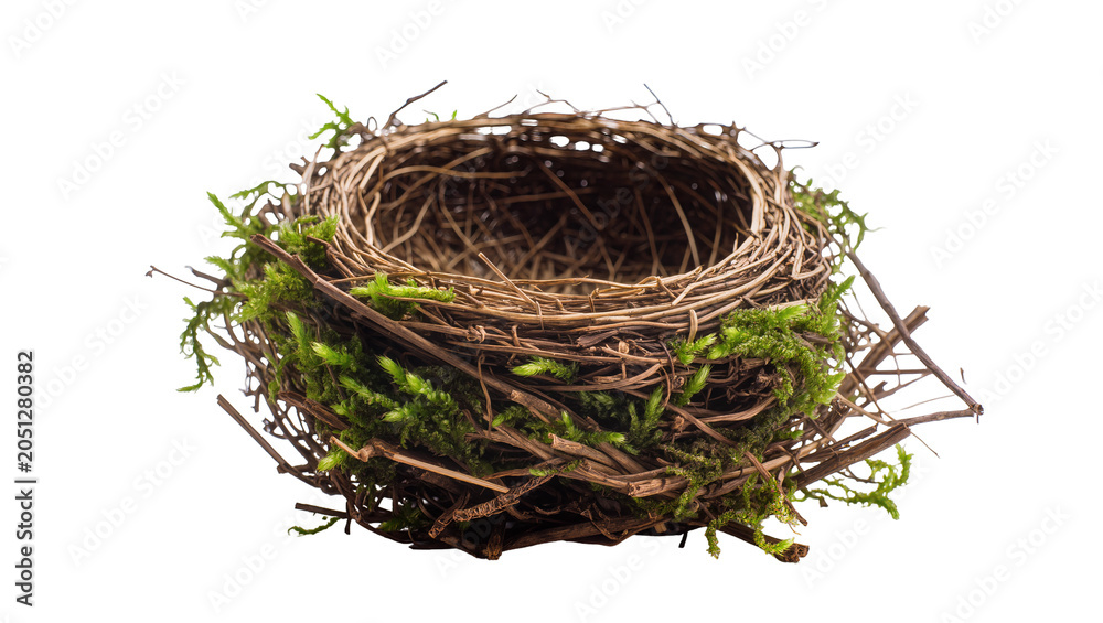 Obraz premium Natural bird nest with moss and twigs