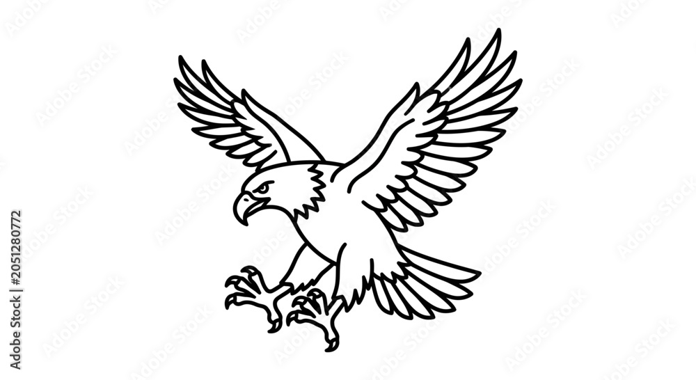 Fototapeta premium Eagle bird illustration with wings spread wide.