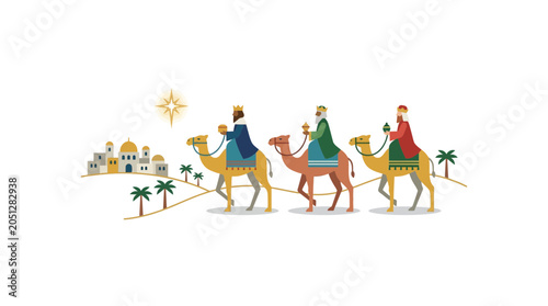 Photos Three Wise Men on Camels Journeying to Bethlehem Star