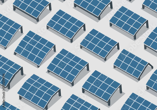 Obraz na płótnie Pattern of solar panels on a light gray background.