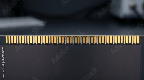 Gate driver IC contact pad row along Micro-LED panel edge