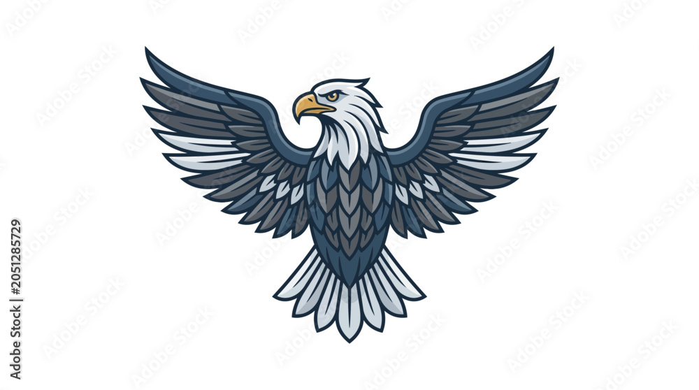 Fototapeta premium Majestic Eagle Spreading Wings Illustration.