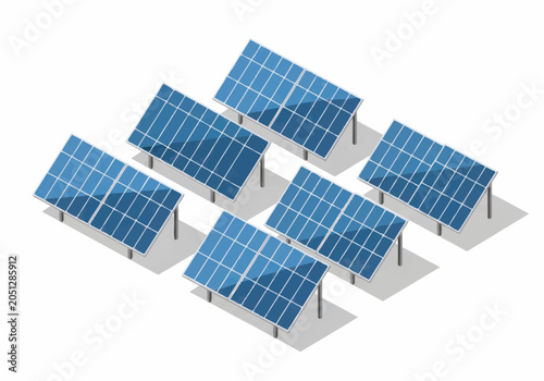 Fotografi Multiple Solar Panels Arranged For Energy Production.