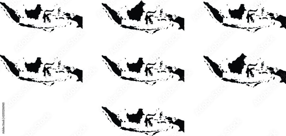 Fototapeta premium Indonesia Archipelago Map Variations with Different Levels of Detail and Noise
