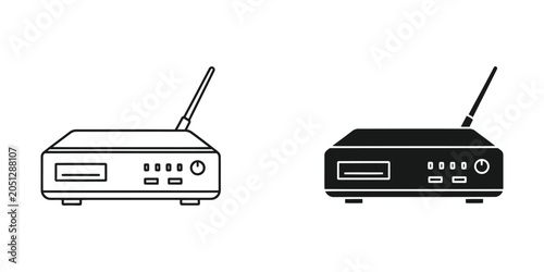 Wireless router icon and illustration on white background for technology concepts