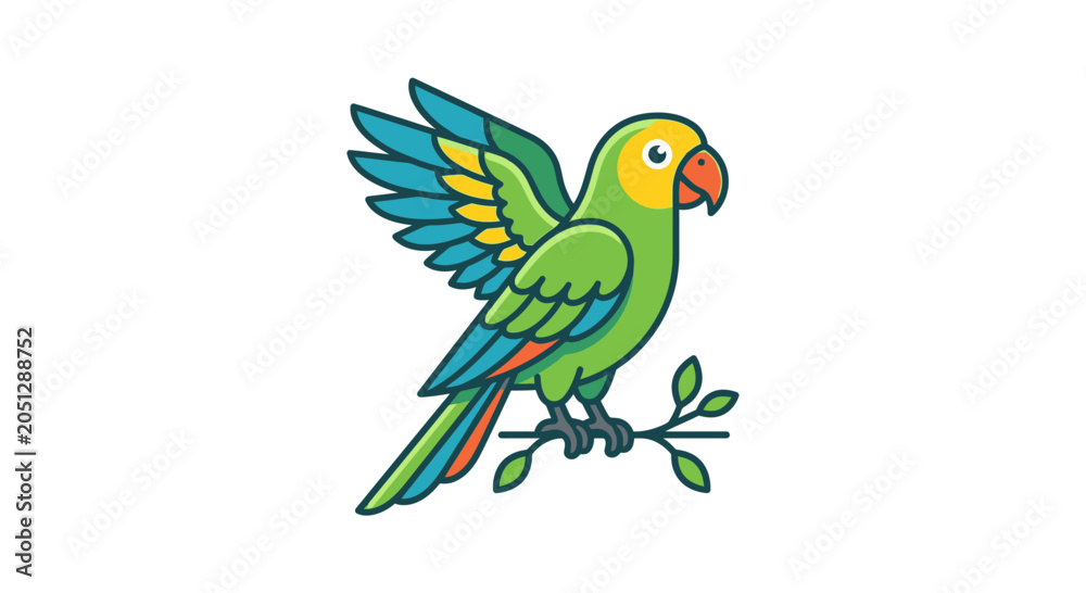 Fototapeta premium Colorful Parrot Perched on a Branch.