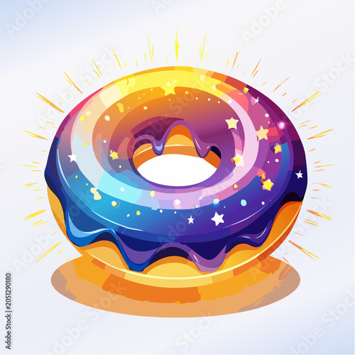 Whimsical Galaxy Donut with Sparkles and Swirls of Cosmic Colors