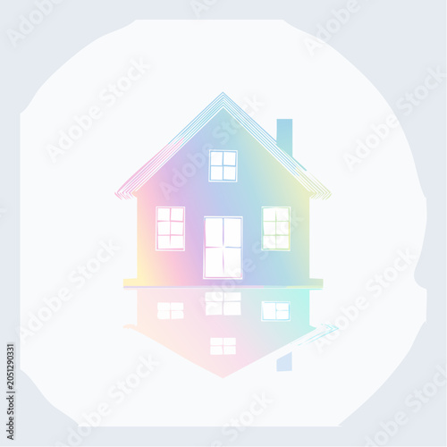 Dreamy Rainbow House Icon Reflecting a Vibrant Spectrum of Colors with Modern Appeal