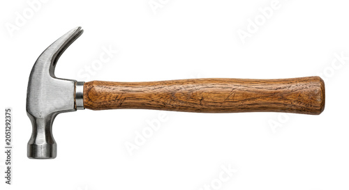 Schilderij op canvas Classic claw hammer with a wooden handle, isolated on a white background