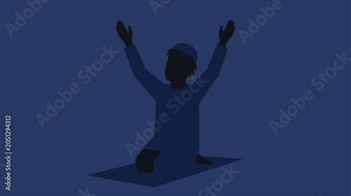 Bilde på lerret A person kneeling in prayer silhouette.