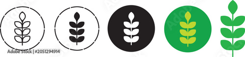 set of wheat icon graphics for flour manufacturing brands, featuring high-quality