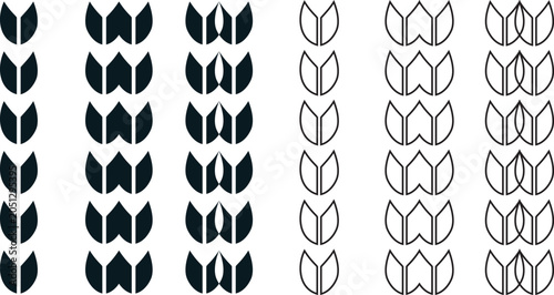 Canvastavla Wheat line icons and golden cereal stalk designs, containing precise whole grain