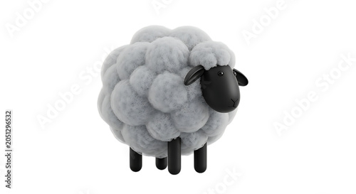 Textured sheep wool toy figure isolated on a transparent background sheep toy fluffy wool plush figure