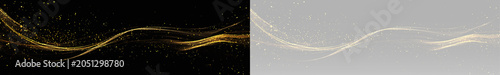 Floating golden dust particles creating a soft shimmering wave effect across the center of a calm neutral backdrop
