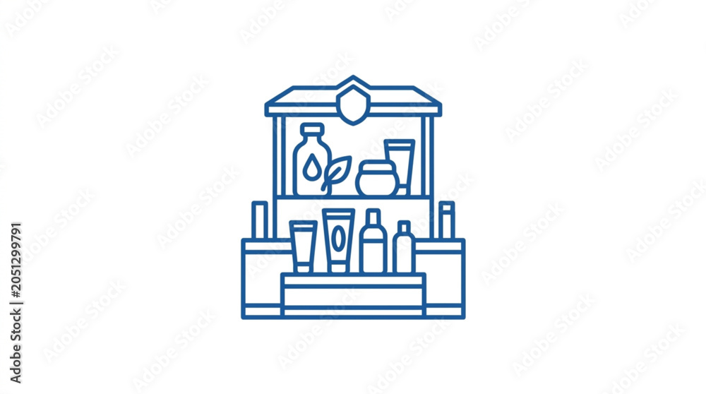 Obraz premium Beauty Products Display Stand with Various Containers.