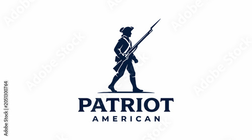 Foto Minimalist Vector Silhouette of an 18th Century American Patriot Soldier Holding