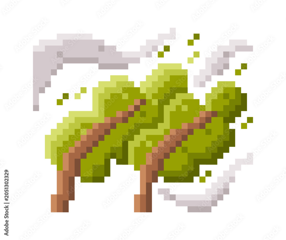 Fototapeta premium Tree Swaying In Storm Pixel Art