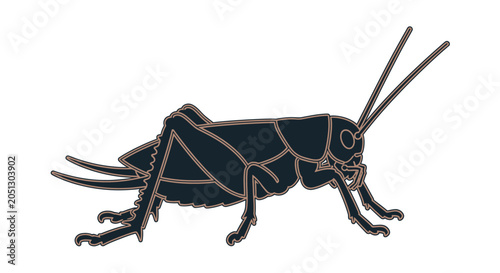 Billede på lærred Dark Silhouette Cricket Insect Illustration Vector Art