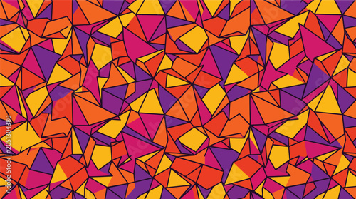 Canvas Print Vibrant Geometric Pattern of Triangles in Mosaic Art Style on White Background