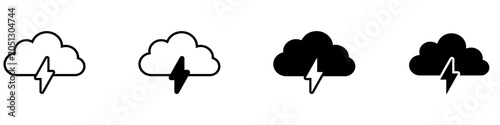 Cuadro en lienzo Thunderstorm weather vector icon set