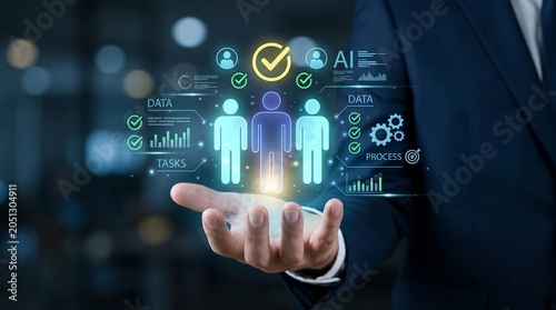 AI powered Human Resources Technology for data-driven workforce management, optimizing talent strategy and digital transformation solutions in corporate business.