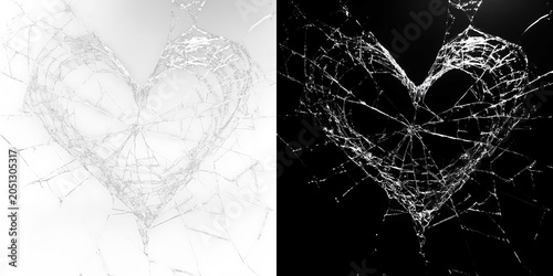 Tableau sur toile Abstract smashed glass background with sharp fracture lines creating dark broken