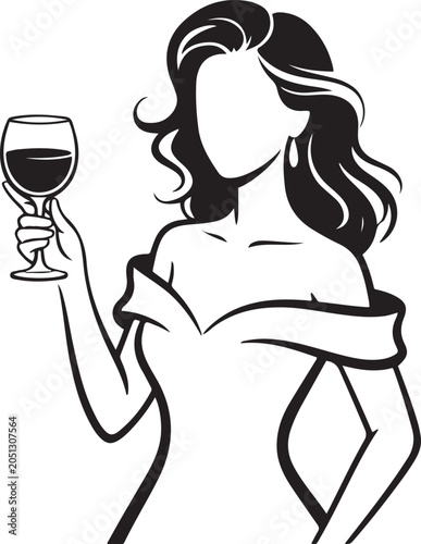 Woman holding wine glass elegantly