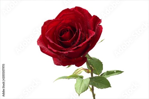 red rose isolated on white background. single red rose