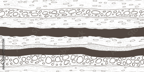 Bild auf Leinwand Geological cross section of soil layers with rocks and dirt strata profile diagram vector illustration