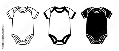 Baby Bodysuit Icons, Infant Onesie Vector Set, Newborn Clothing Graphics