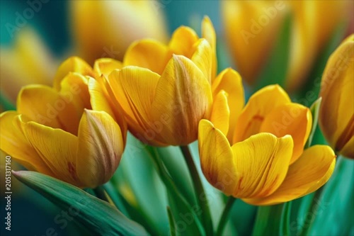 yellow and red tulip. yellow tulips in the garden