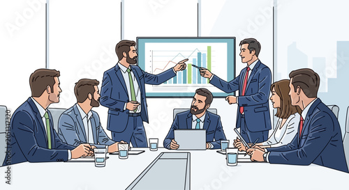 Business Meeting Presentation Vector Illustration