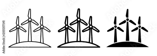 Cuadro en lienzo Wind Turbine Icons, Renewable Energy Symbols, Clean Power Generation Graphics
