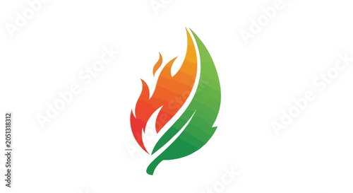 фотографія Flame and leaf graphic design element.