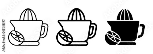 Tableau sur toile Citrus Juicer Icons, Lemon Squeezer Set, Fresh Juice Maker Vector Graphics