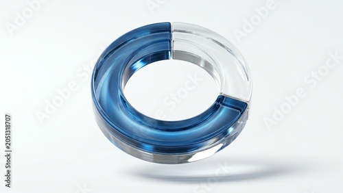 Transparent glass progress ring with elegant reflections and modern business styling. A premium isolated infographic element designed for dashboards, reports, presentations and analytics.
