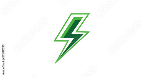 Foto Green lightning bolt icon symbol.