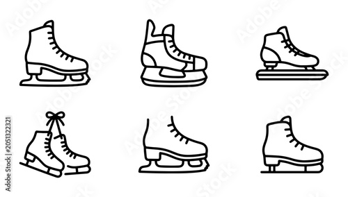 Obraz na płótnie Ice Skate Icons Set, Figure Skating Footwear Vector Graphics, Winter Sport Equip