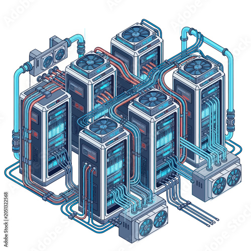 Modern Server Room with Advanced Cooling System.