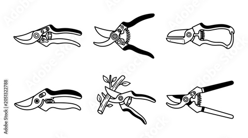 Quadro su tela Pruning Shears Set, Garden Clippers Collection, Hand Tool Icons, Gardening Equip