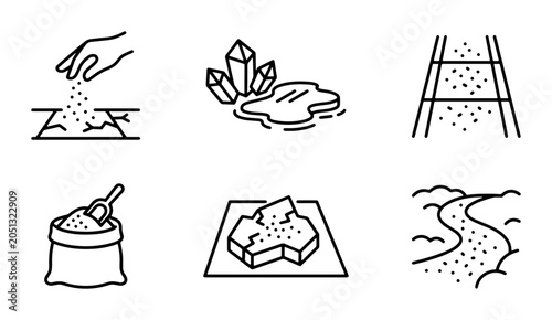 Mineral Icons, Geological Elements, Earth Science Symbols, Mining Resources, Crystal Graphics