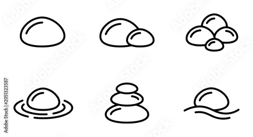 Canvas Print Zen Stones Vector Icons, Spa & Wellness Balance Symbols, Meditation & Serenity E