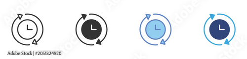 Photography Time Synchronization Icon, Clock Refresh, Schedule Update, Time Management Vecto
