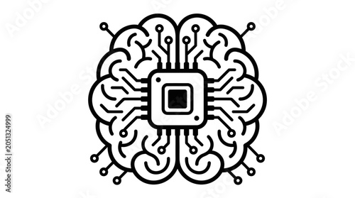 Circular brain pattern with a central microchip