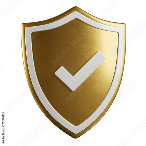 Canvastavla Premium golden security shield with white checkmark icon representing protection