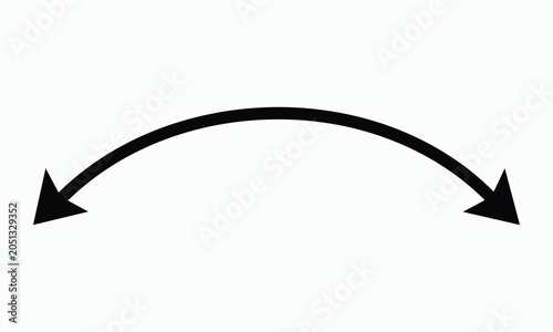 Εκτύπωση καμβά Curved arch arrow icon with sharp triangular pointers at both ends indicating bidirectional movement or flow isolated on white background perfect for conceptual diagrams or user interface design